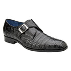 Belvedere Shoes Genuine Caiman Crocodile Monk Strap R99 Angelo Black