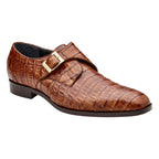 Belvedere Shoes Genuine Caiman Crocodile Monk Strap R99 Angelo Walnut