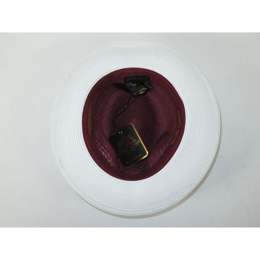 Men's Bruno Capelo Belvedere 2-Tone Straw Style Fedora Hat BD961 Burgundy