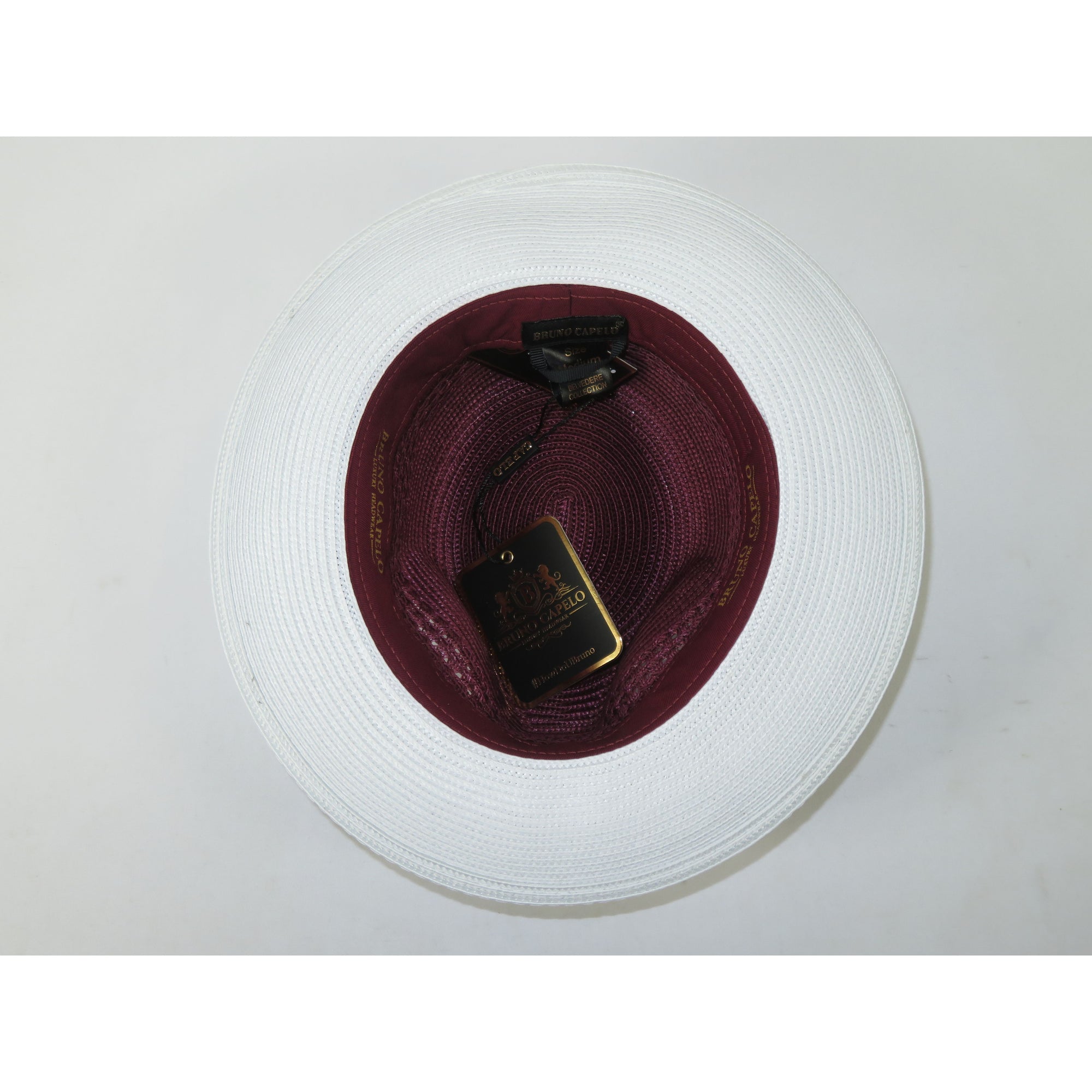 Men's Bruno Capelo Belvedere 2-Tone Straw Style Fedora Hat BD961 Burgundy