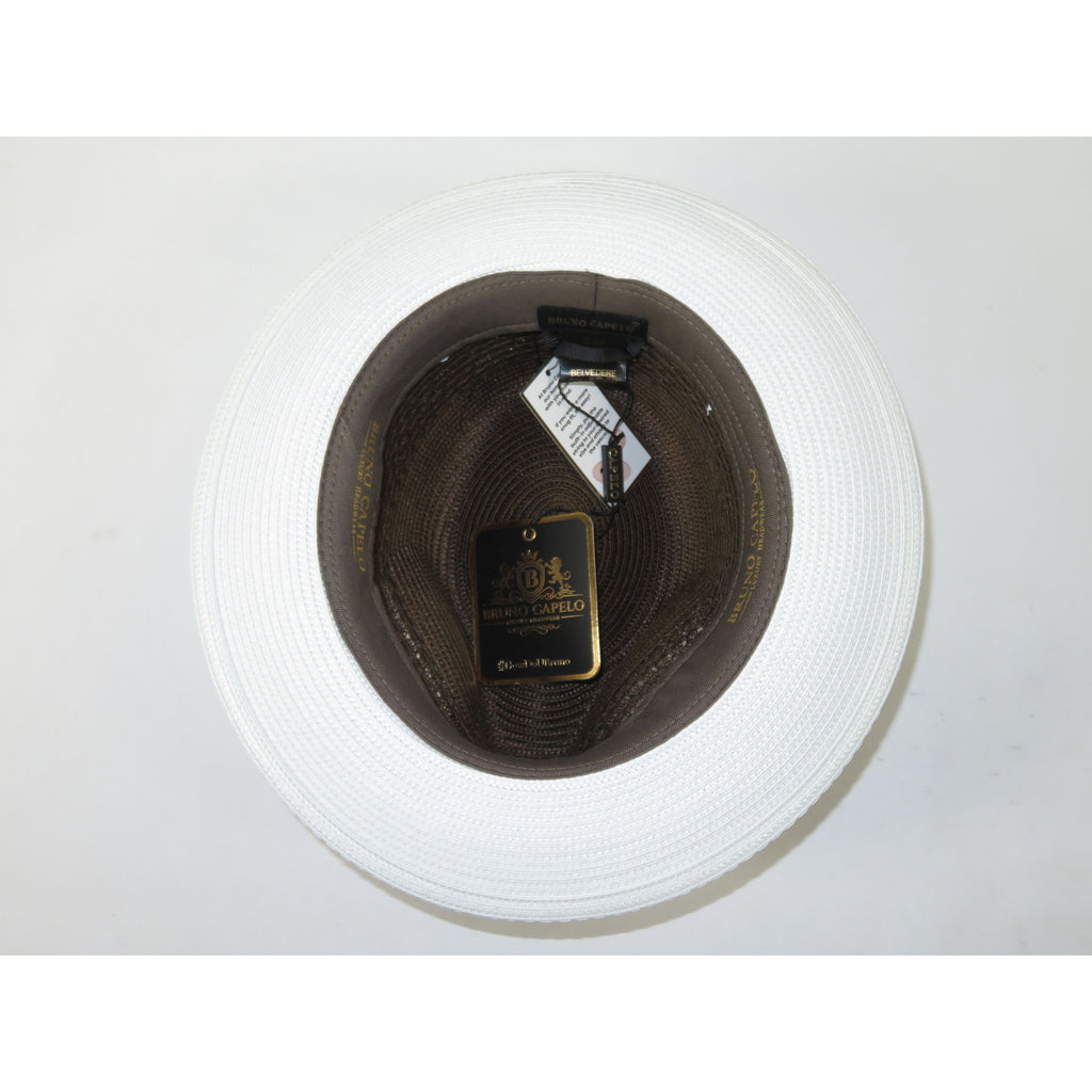 Men's Bruno Capelo Belvedere 2-Tone Straw Style Fedora Hat BD968 Brown/White