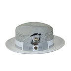Men's Bruno Capelo Belvedere 2-Tone Straw Style Fedora Hat BD970 Gray/White