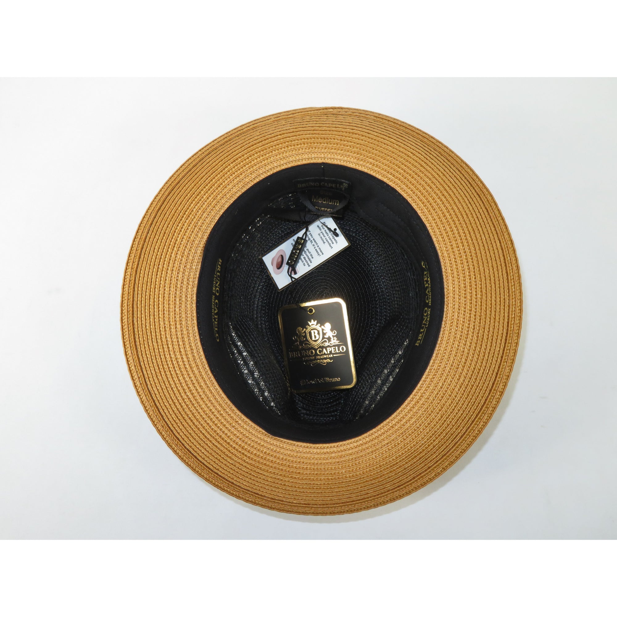 Men's Bruno Capelo Belvedere 2-Tone Straw Style Fedora Hat BD971 Black/Gold
