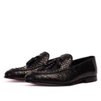 Vinci The Bethesda Black Pyhtn Skin Leather Tassel Loafer Men  Shoe