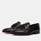 Vinci The Bethesda Black Pyhtn Skin Leather Tassel Loafer Men  Shoe