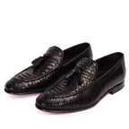 Vinci The Bethesda Black Pyhtn Skin Leather Tassel Loafer Men  Shoe