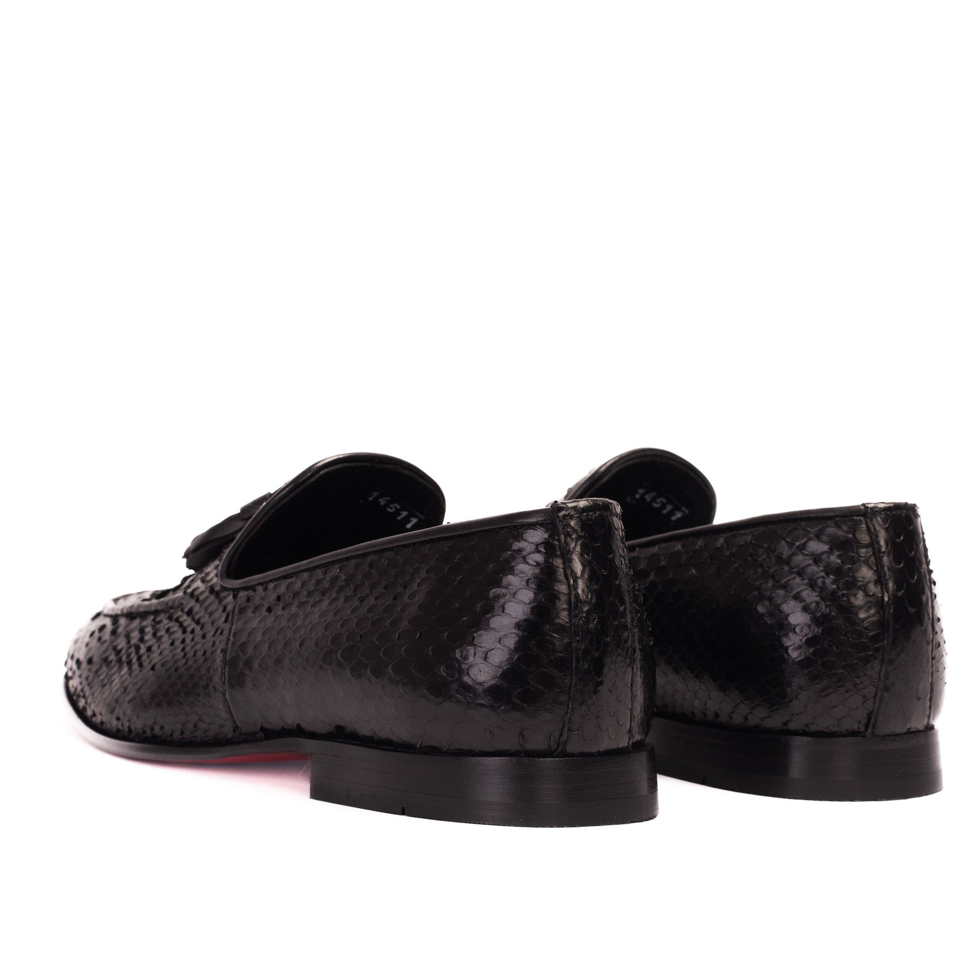 Vinci The Bethesda Black Pyhtn Skin Leather Tassel Loafer Men  Shoe