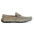 Men's Genuine Ostrich Exotic Driver Shoes Bolonia Gray