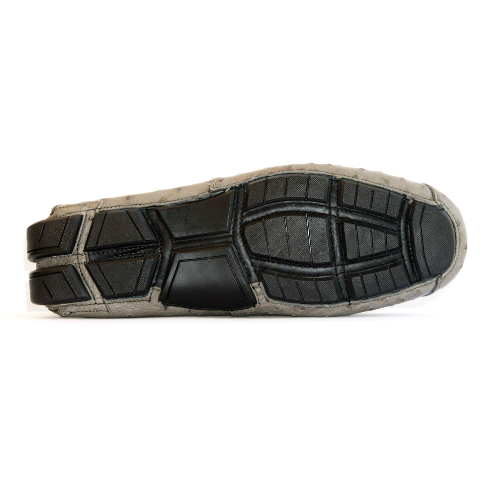 Men's Genuine Ostrich Exotic Driver Shoes Bolonia Gray