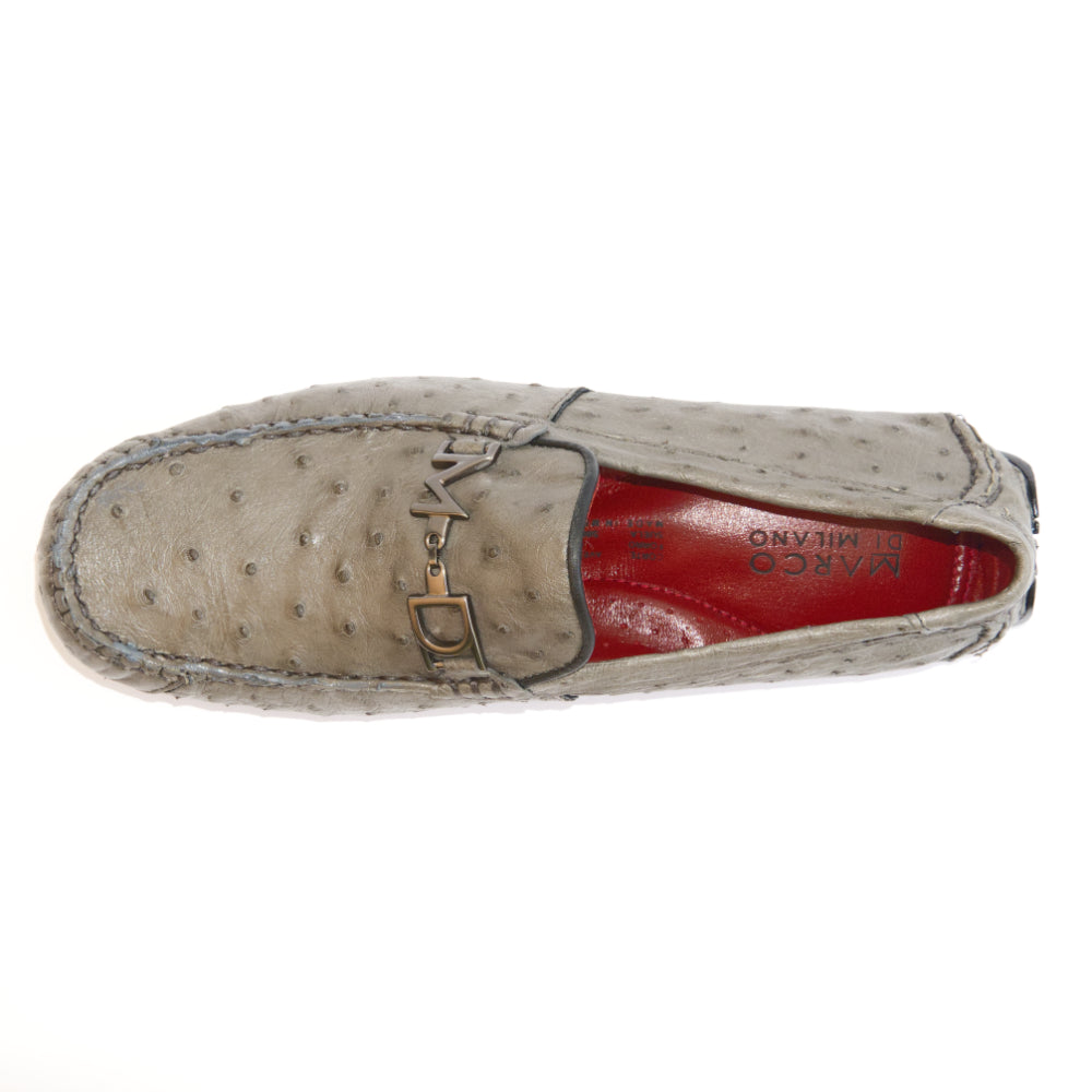Men's Genuine Ostrich Exotic Driver Shoes Bolonia Gray