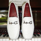 Men's Genuine Ostrich Exotic Driver Shoes Bolonia White