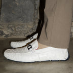 Men's Genuine Ostrich Exotic Driver Shoes Bolonia White