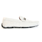 Men's Genuine Ostrich Exotic Driver Shoes Bolonia White