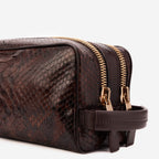 The Belluno Brown Snake Leather Men’s Essentials Bag