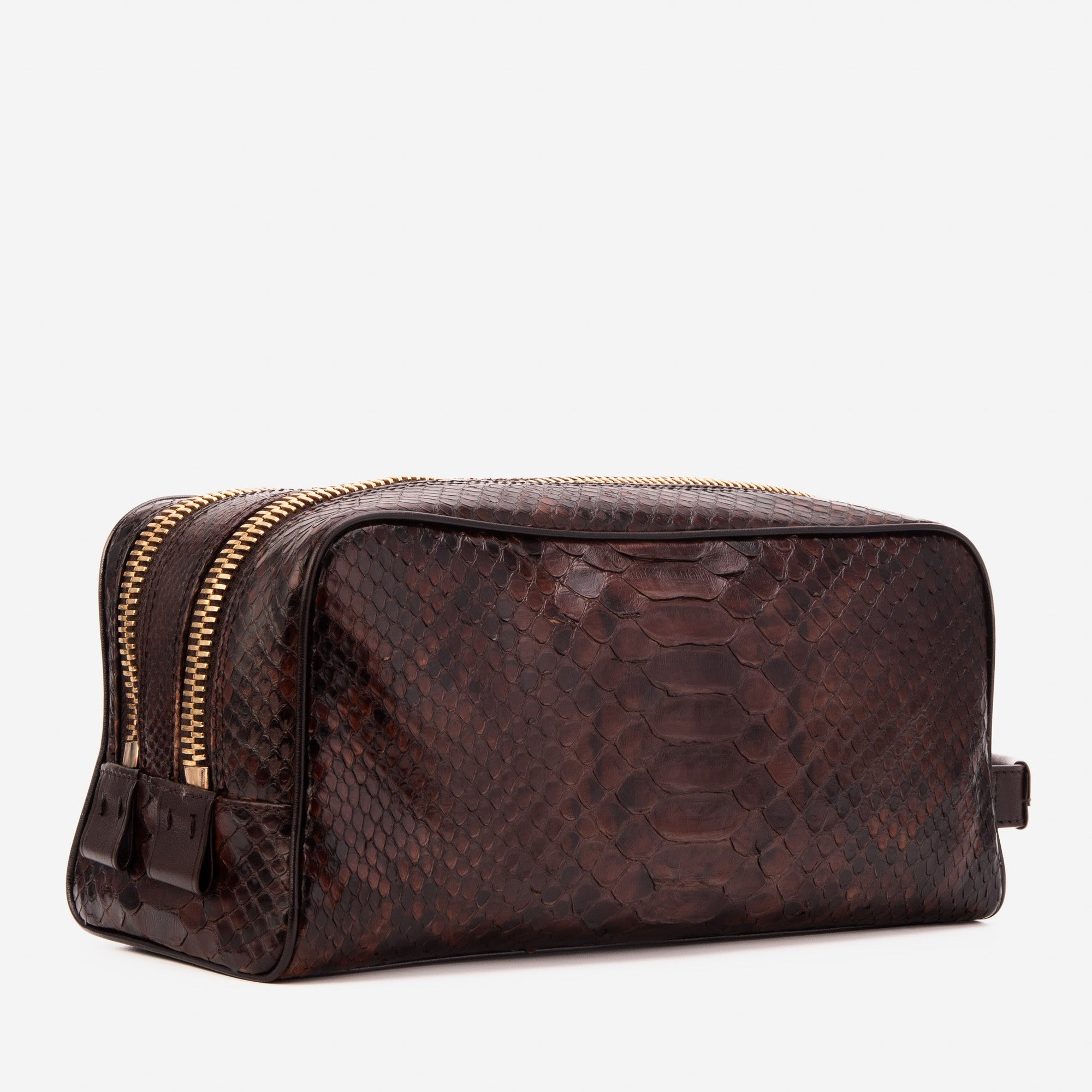 The Belluno Brown Snake Leather Men’s Essentials Bag