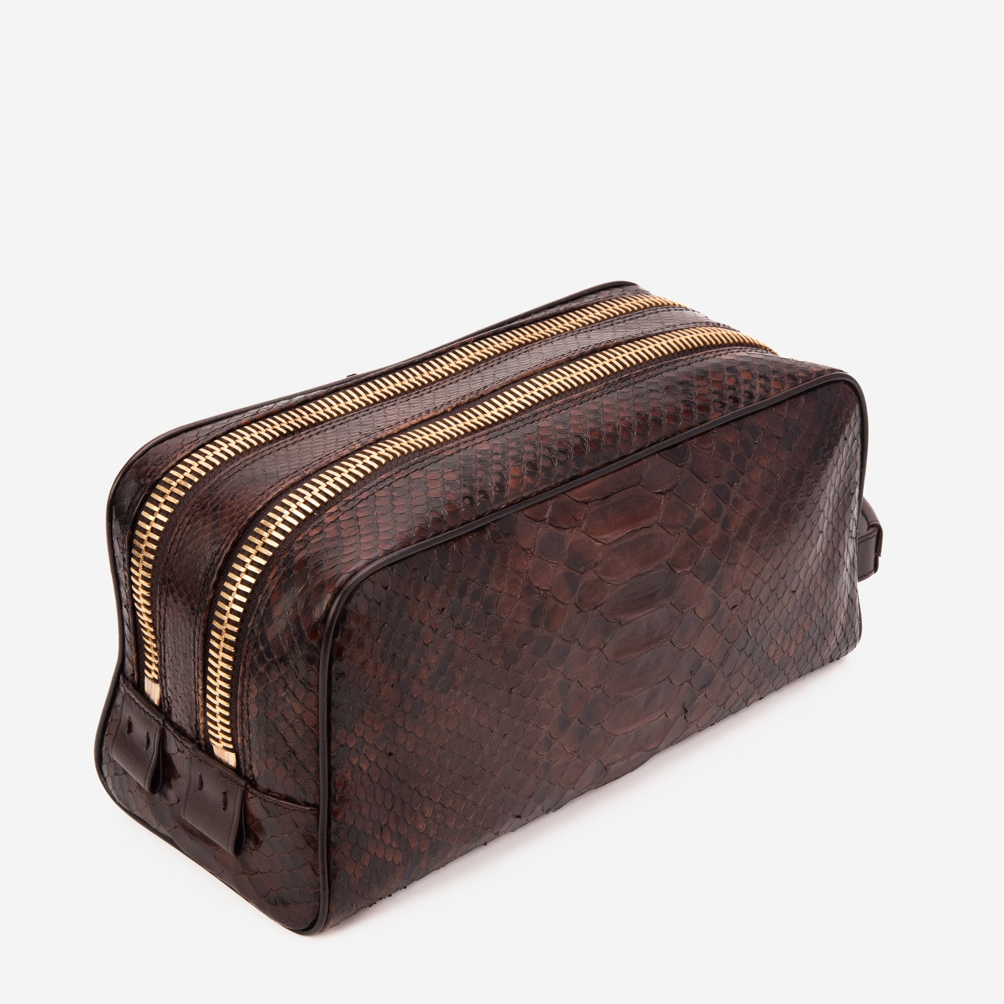 The Belluno Brown Snake Leather Men’s Essentials Bag
