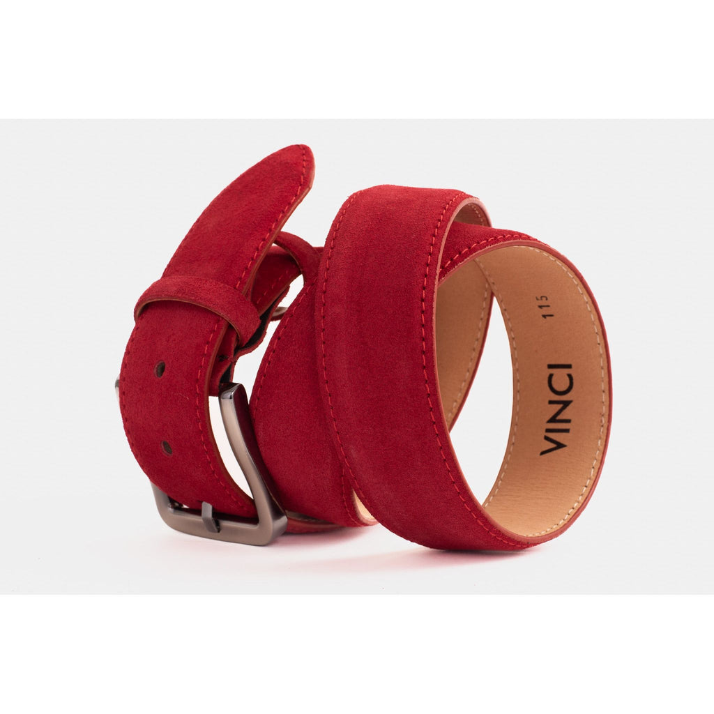 The Bari Red Suede Leather Belt