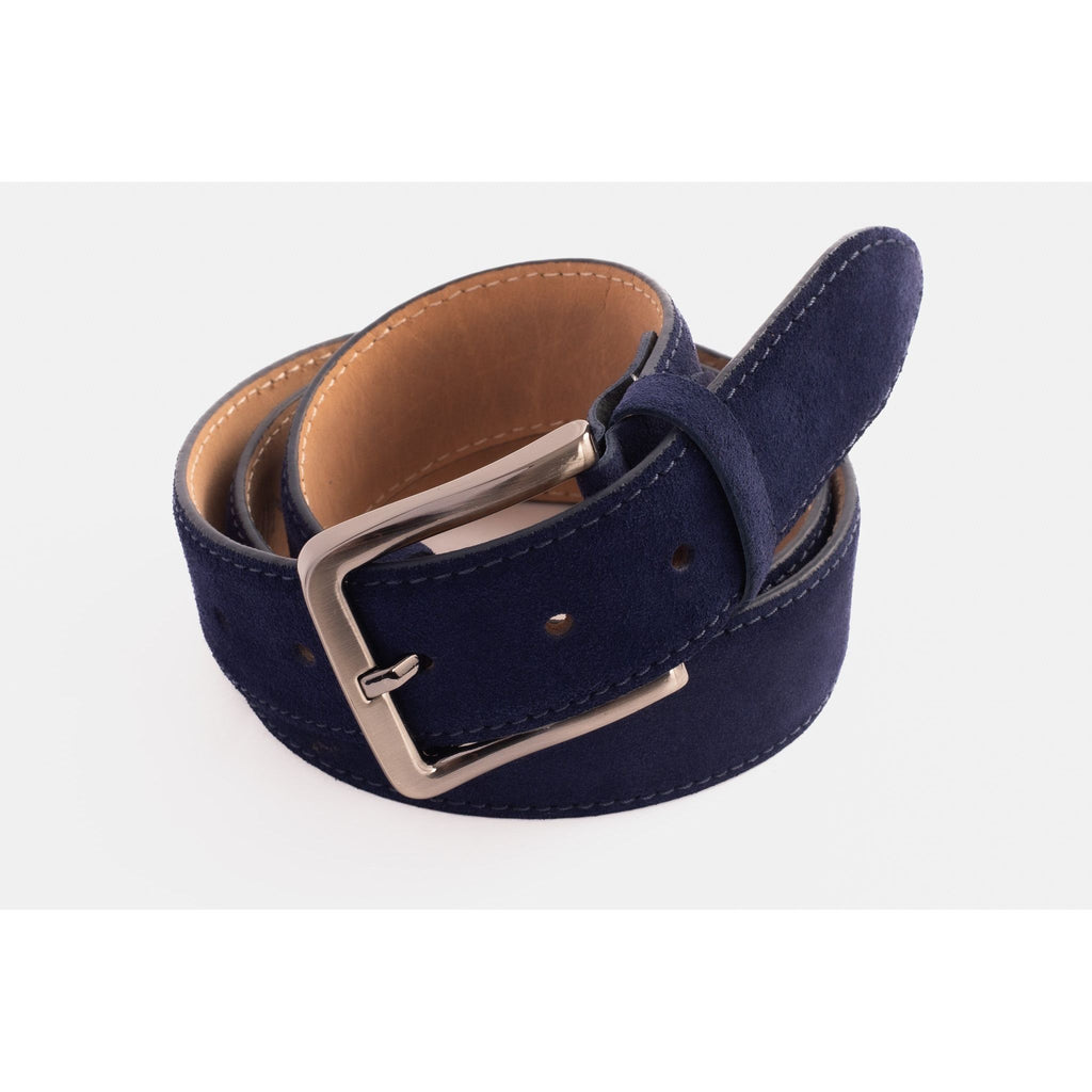 The Bari Navy Suede Leather Belt