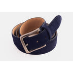The Bari Navy Suede Leather Belt