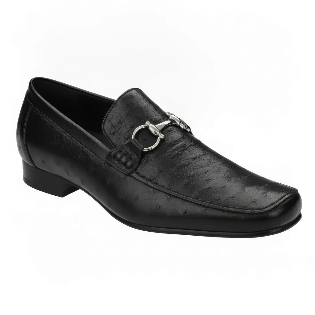 Belvedere Shoes Bartolo Ostrich Loafer Forest Black 1026OB