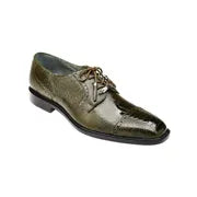 Belvedere Mens Shoes Batta Olive Genuine Ostrich Lace Up 14006