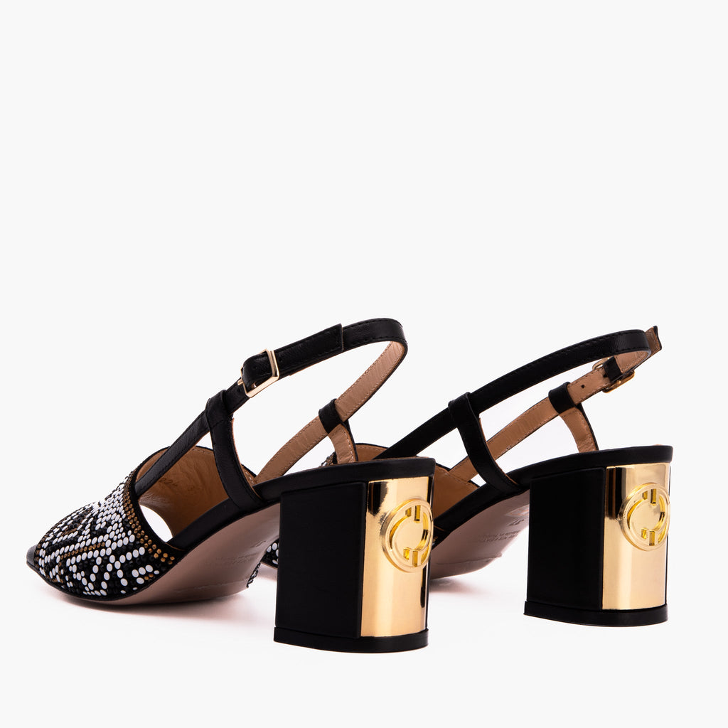 The Nampula Black Leather Women Slingback Sandal