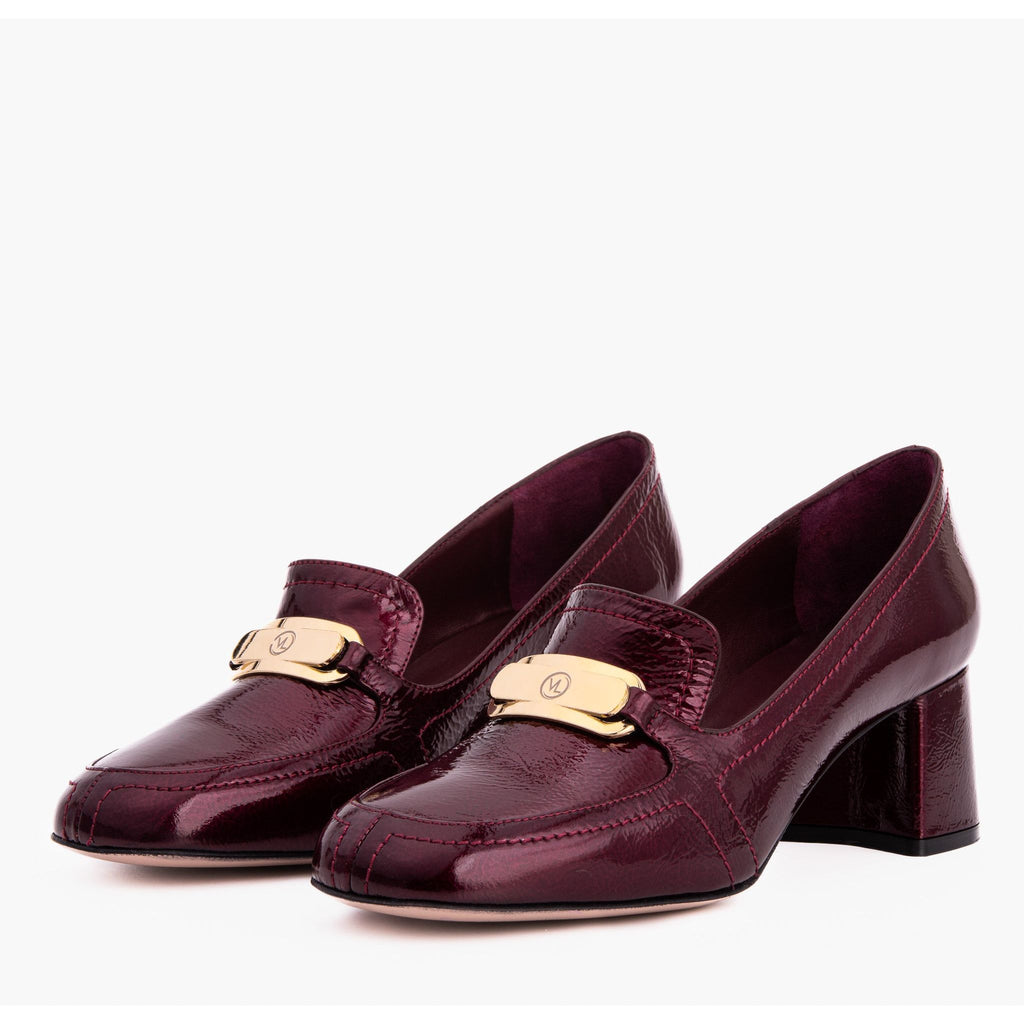 The Victoria Burgundy Leather Block Heel Pump Women Shoe