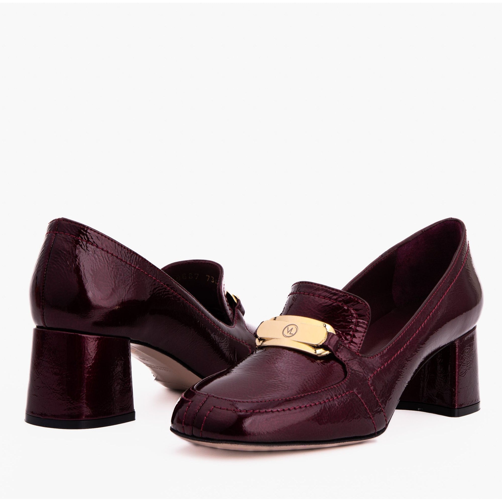 The Victoria Burgundy Leather Block Heel Pump Women Shoe
