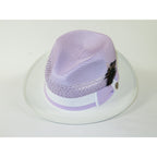 Men's Bruno Capelo Belvedere 2-Tone Straw Style Fedora Hat BD974 Lavender