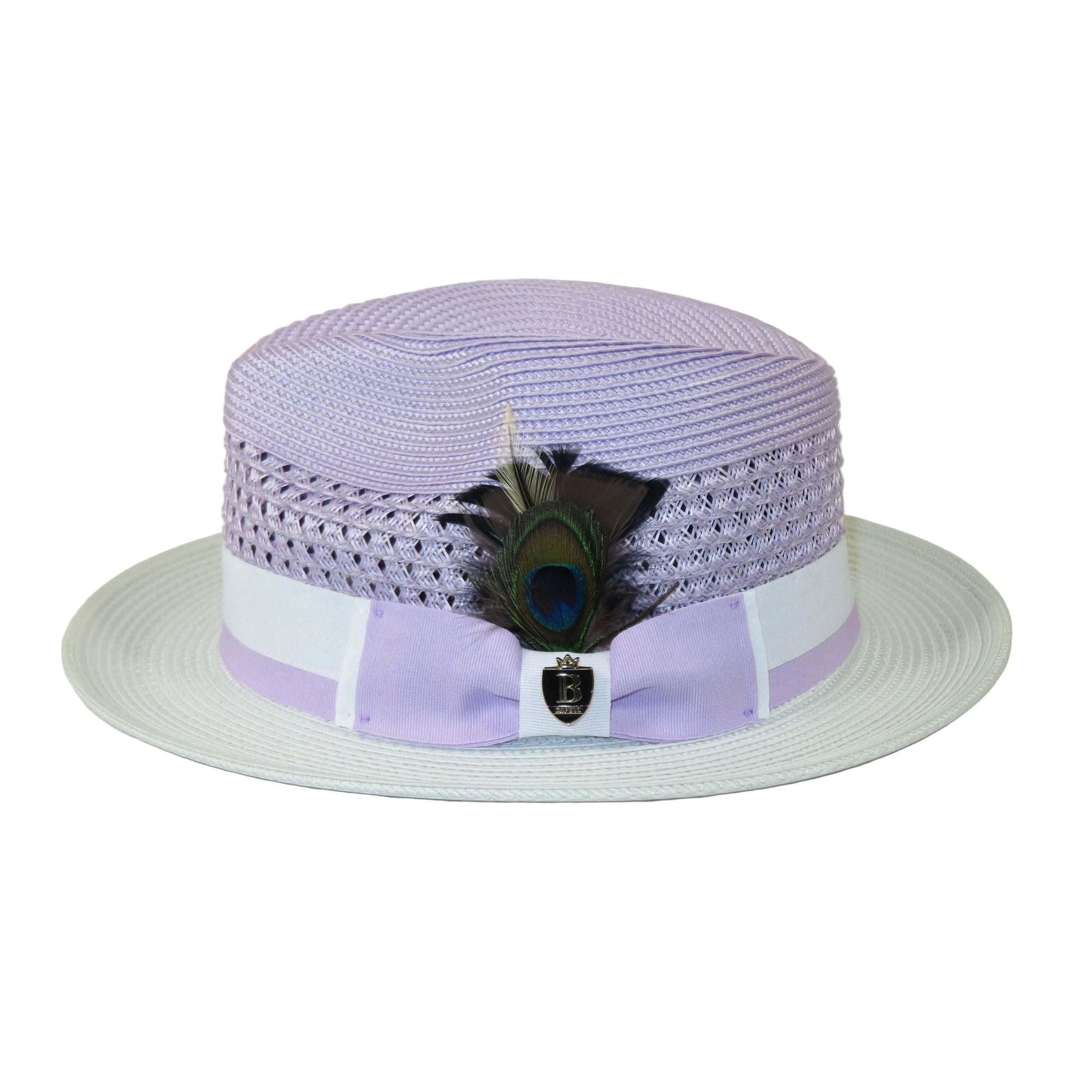 Men's Bruno Capelo Belvedere 2-Tone Straw Style Fedora Hat BD974 Lavender