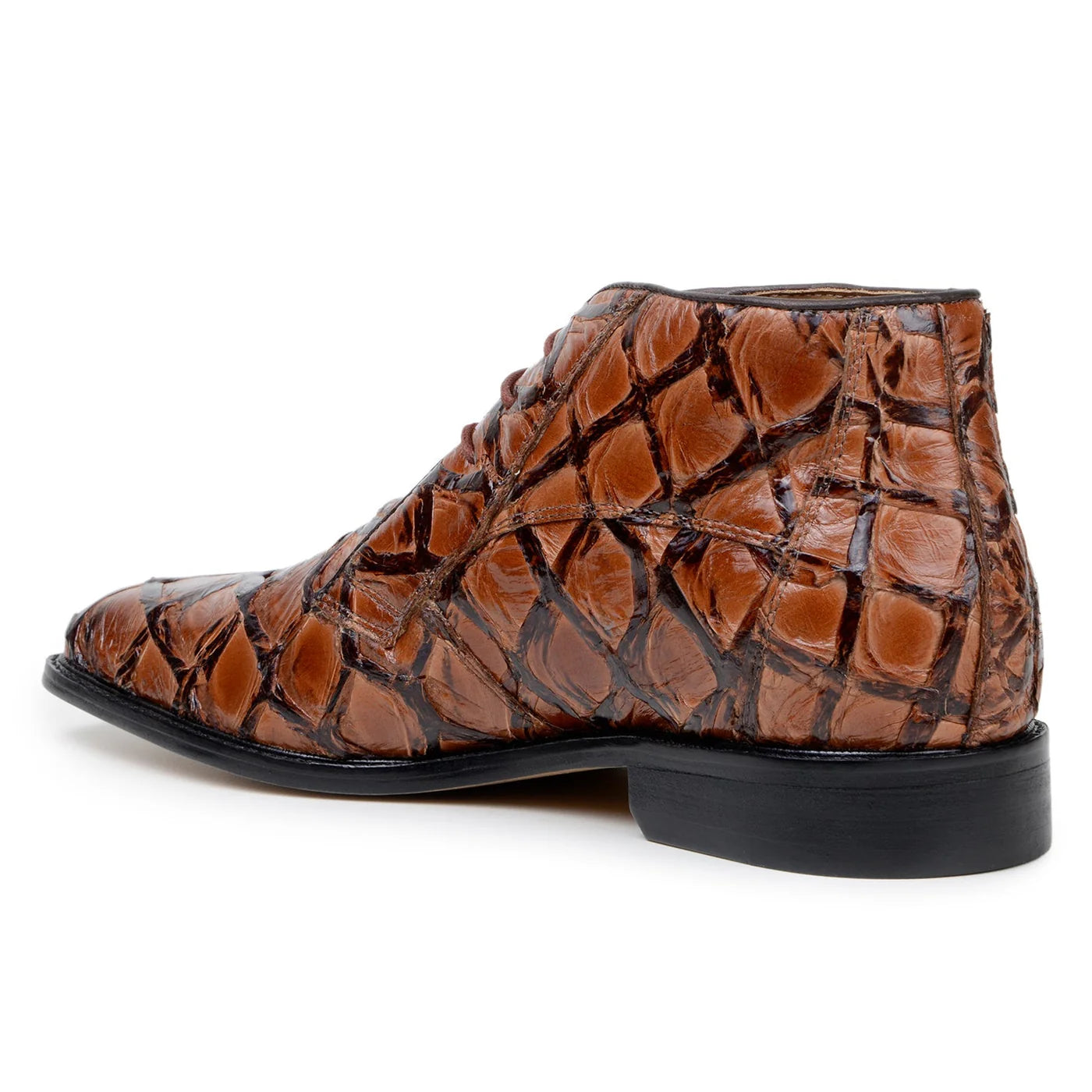 Belvedere Ciro Men's Shoes Exotic Pirarucu Classic Chukka Boot BR03 Almond