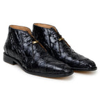 Belvedere Ciro Men's Shoes Exotic Pirarucu Classic Chukka Boot Black BR03