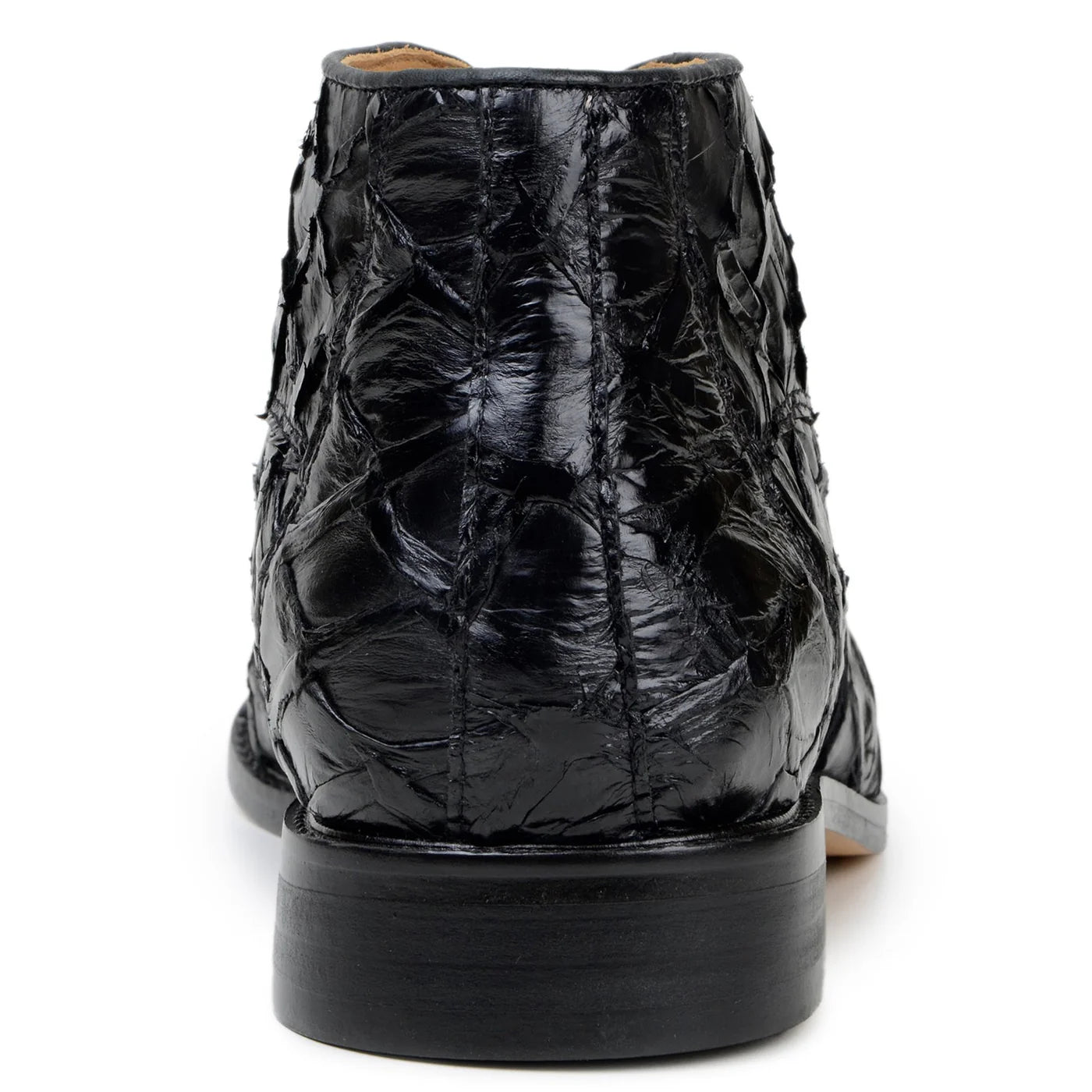 Belvedere Ciro Men's Shoes Exotic Pirarucu Classic Chukka Boot Black BR03