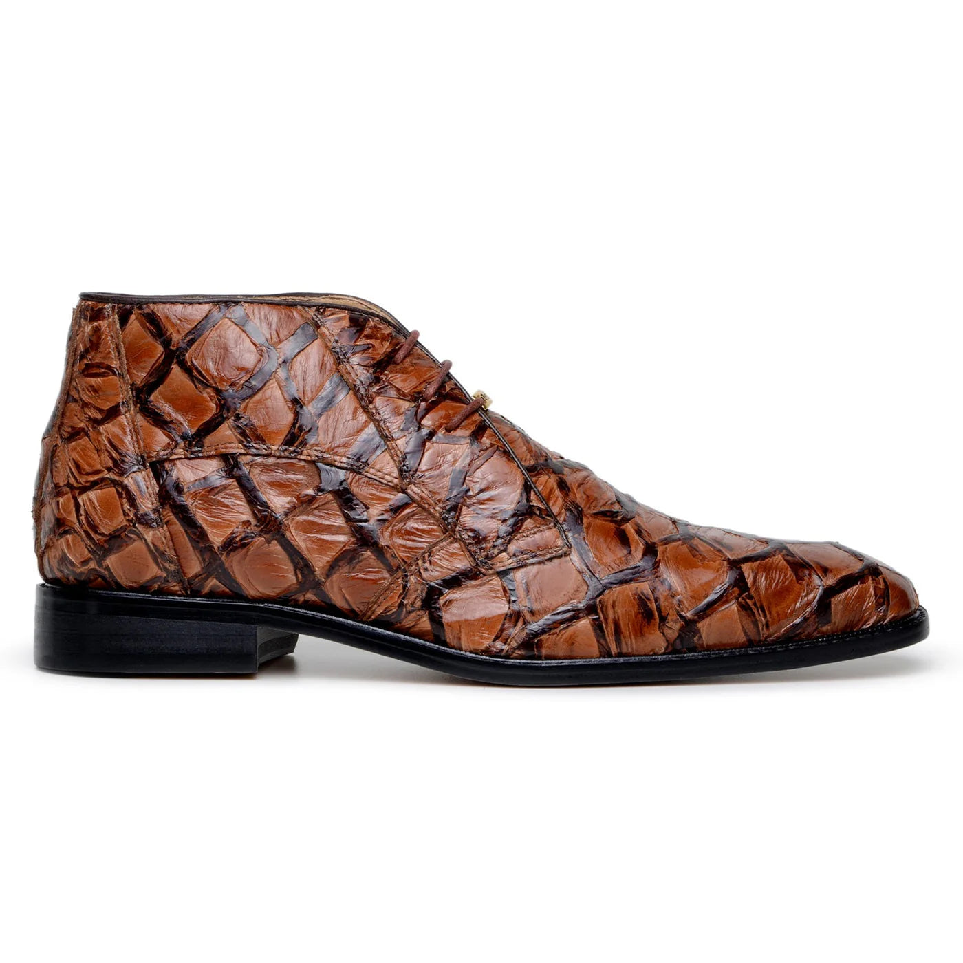 Belvedere Ciro Men's Shoes Exotic Pirarucu Classic Chukka Boot BR03 Almond