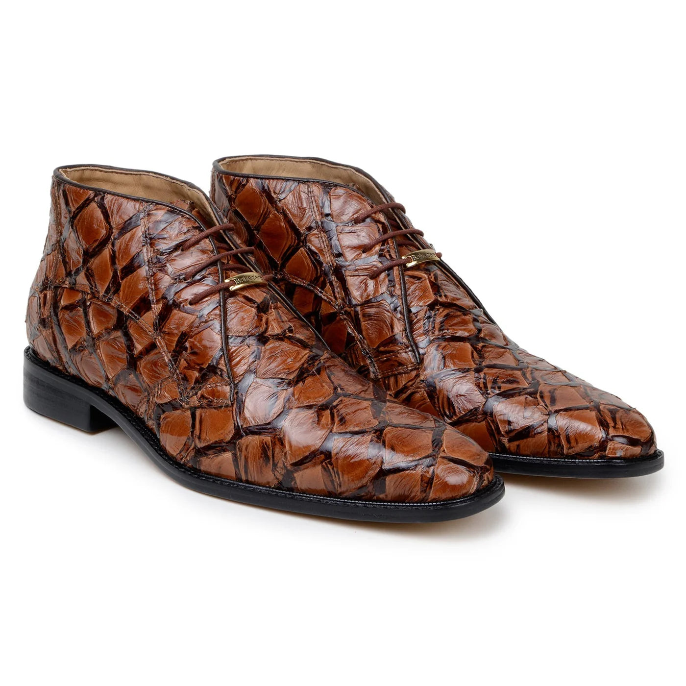 Belvedere Ciro Men's Shoes Exotic Pirarucu Classic Chukka Boot BR03 Almond