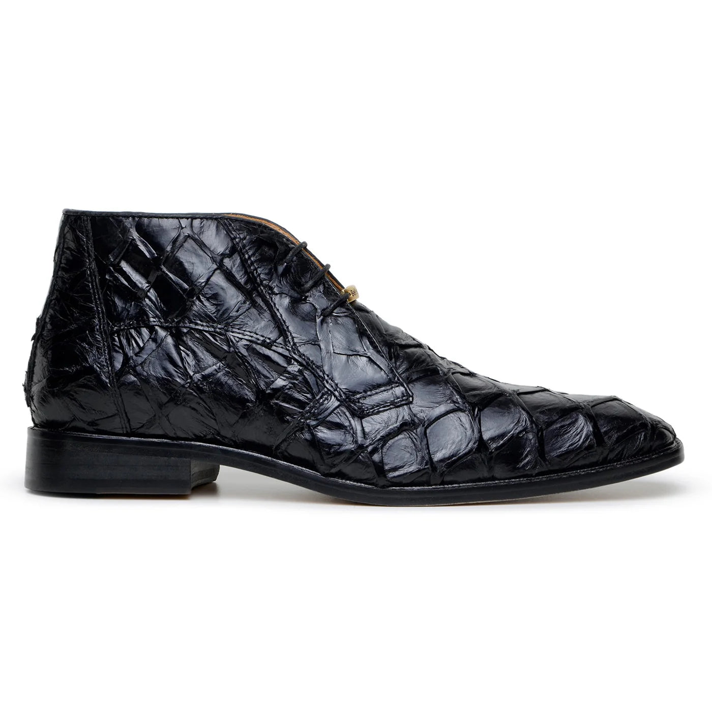 Belvedere Ciro Men's Shoes Exotic Pirarucu Classic Chukka Boot Black BR03