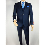 Men Suit BERLUSCONI Turkey 100% Italian Wool Super 180's 3pc Vested #Ber16 Navy