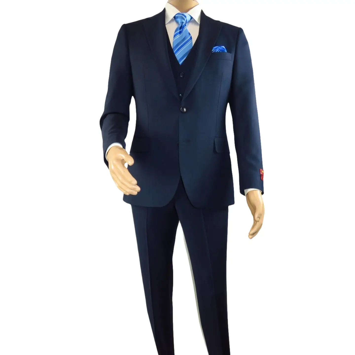 Men Suit BERLUSCONI Turkey 100% Italian Wool Super 180's 3pc Vested #Ber16 Navy
