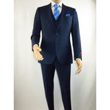 Men Suit BERLUSCONI Turkey 100% Italian Wool Super 180's 3pc Vested #Ber16 Navy