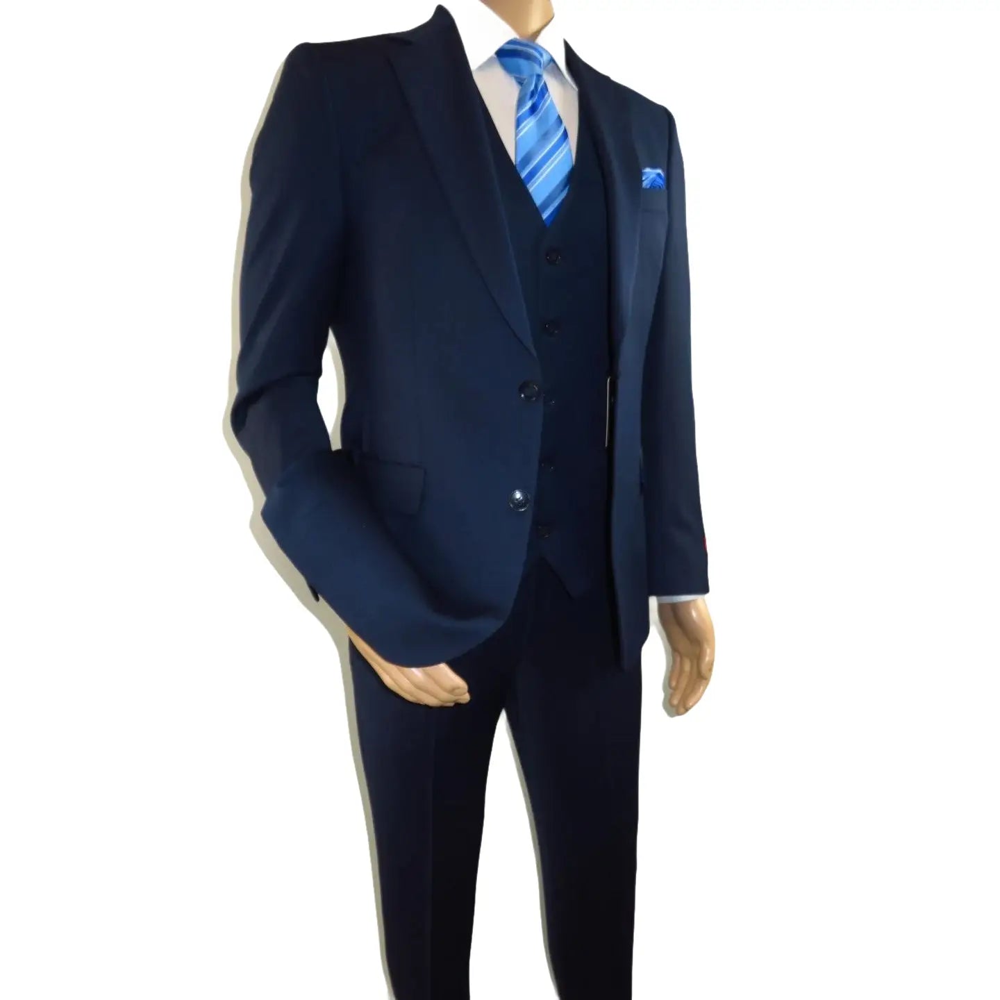Men Suit BERLUSCONI Turkey 100% Italian Wool Super 180's 3pc Vested #Ber16 Navy