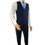 Men Suit BERLUSCONI Turkey 100% Italian Wool Super 180's 3pc Vested #Ber16 Navy