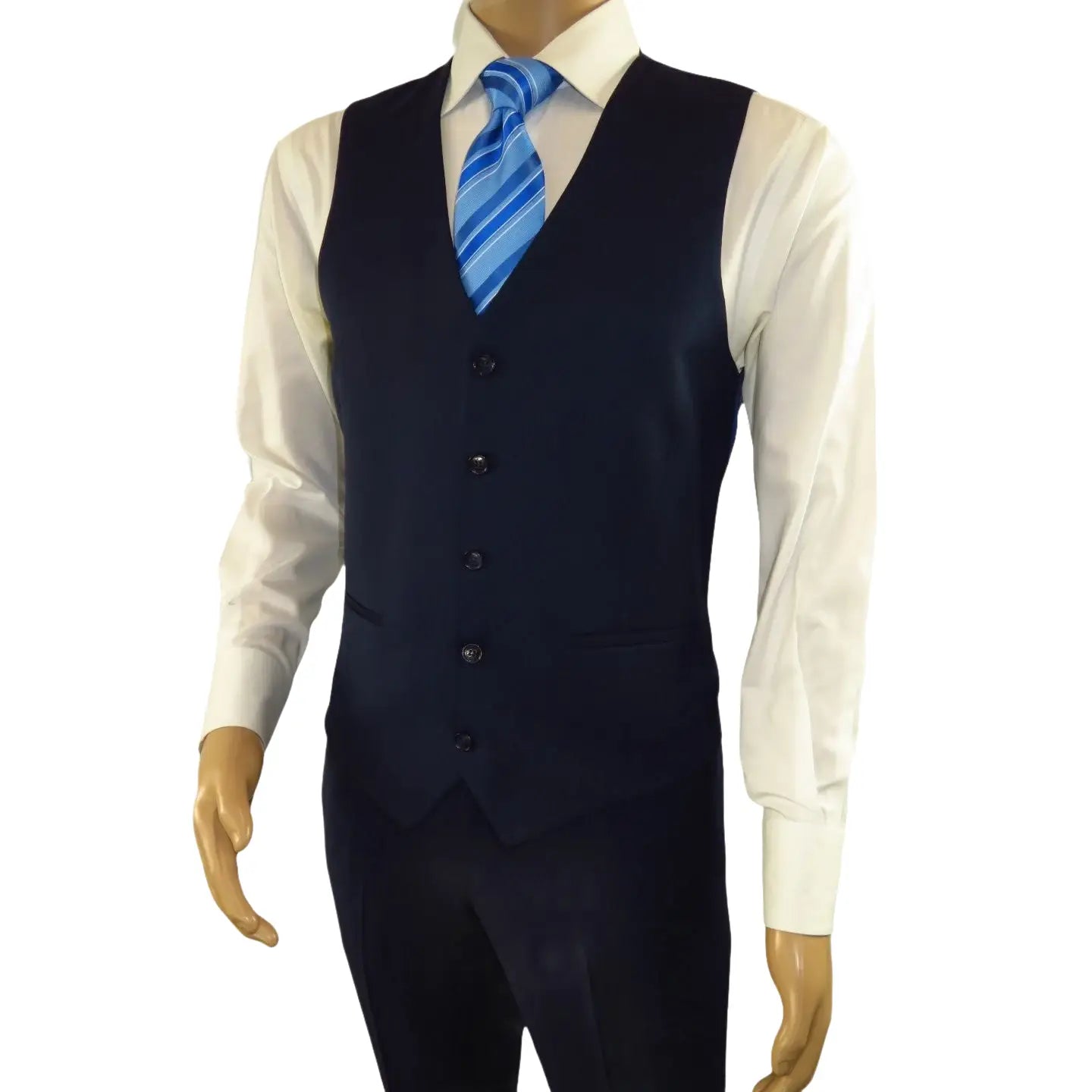 Men Suit BERLUSCONI Turkey 100% Italian Wool Super 180's 3pc Vested #Ber16 Navy