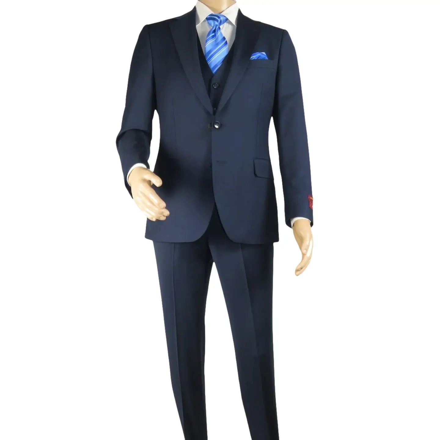 Men Suit BERLUSCONI Turkey 100% Italian Wool Super 180's 3pc Vested #Ber16 Navy
