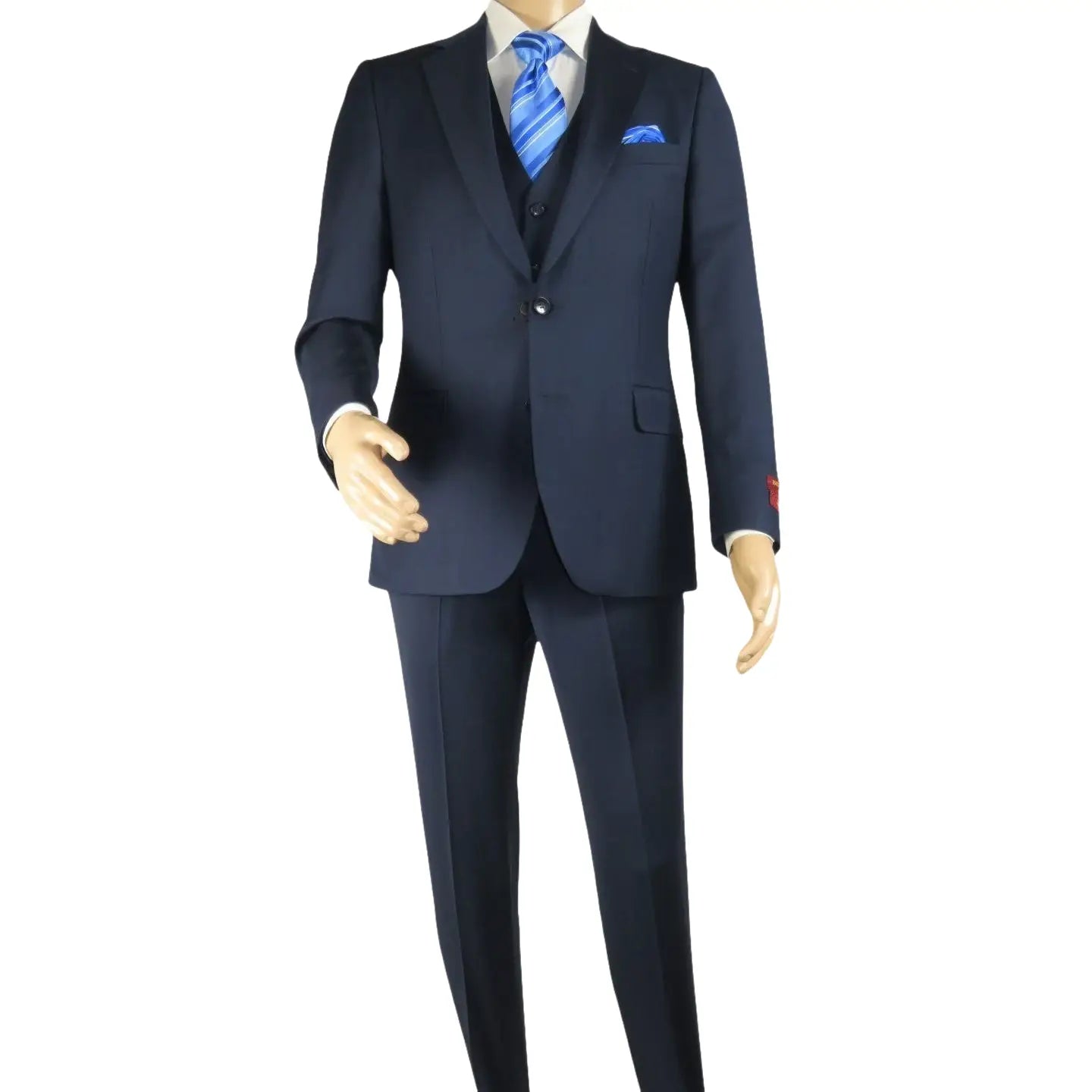Men Suit BERLUSCONI Turkey 100% Italian Wool Super 180's 3pc Vested #Ber16 Navy