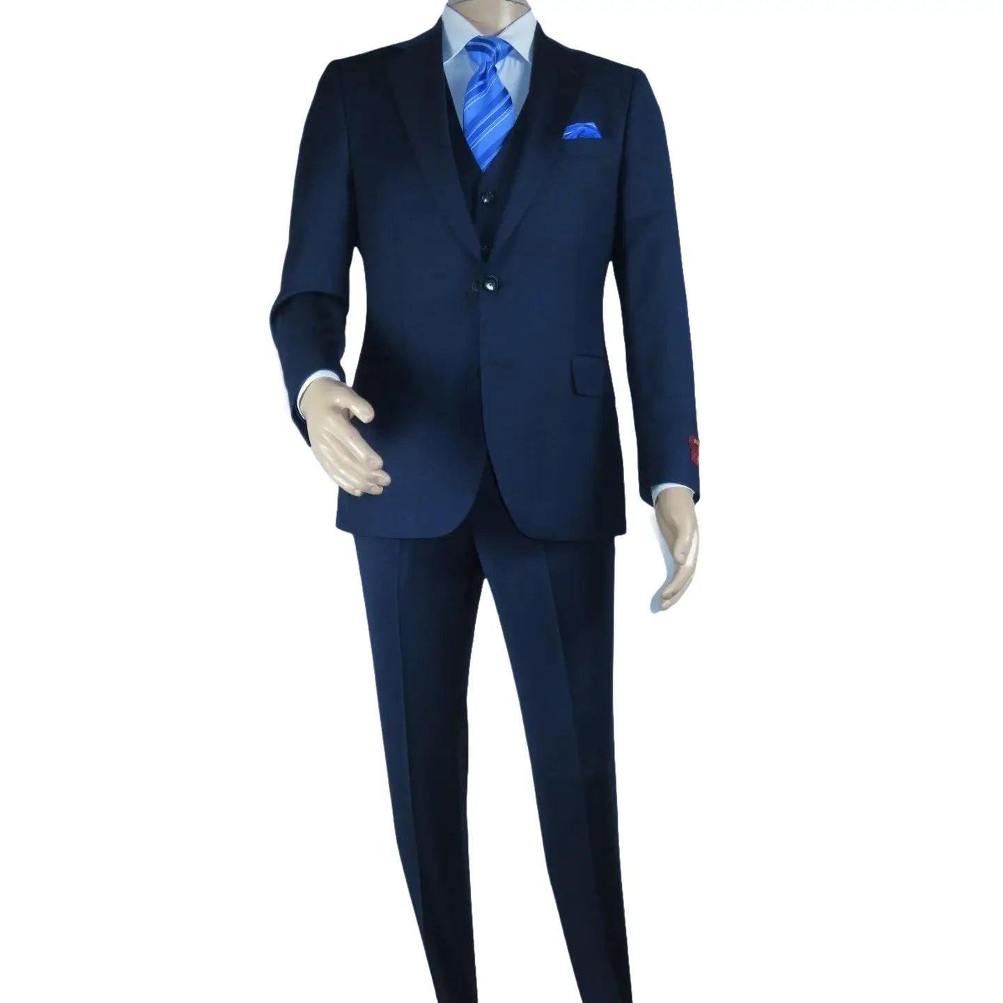 Men Suit BERLUSCONI Turkey 100% Italian Wool Super 180's 3pc Vested #Ber16 Navy