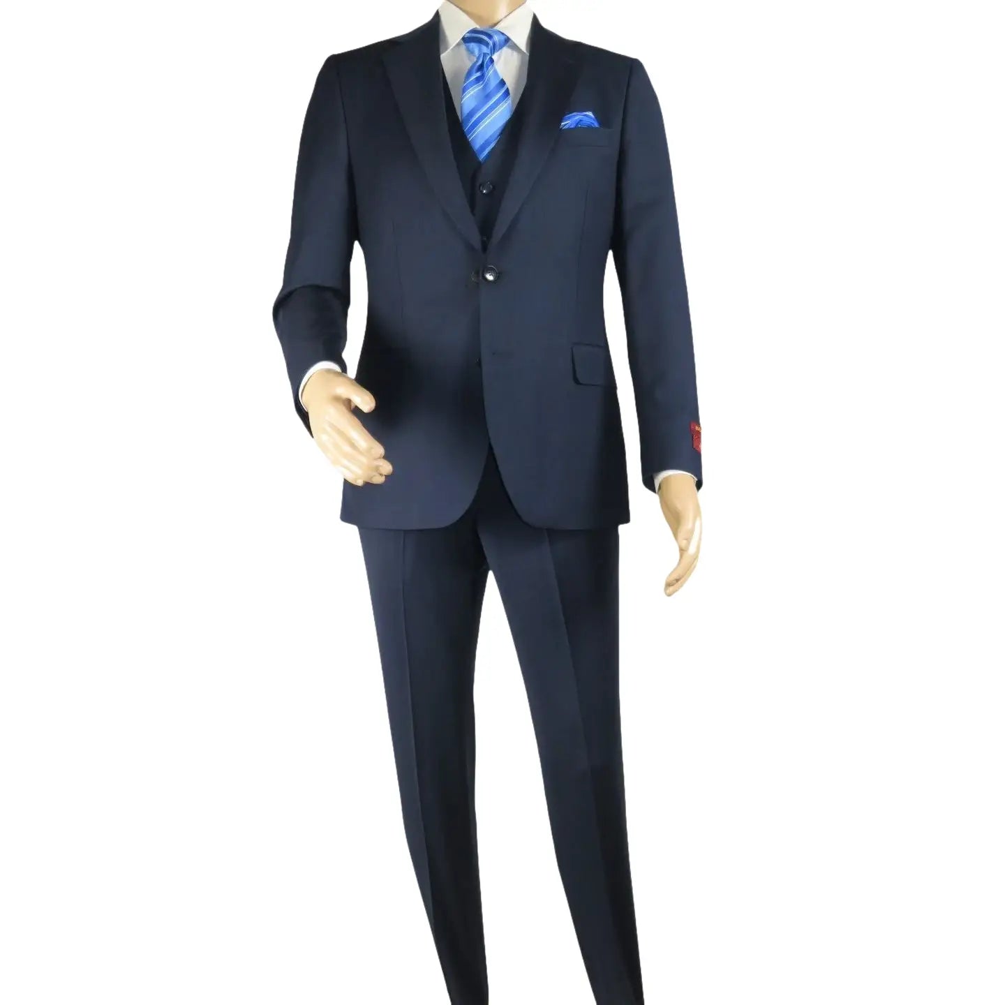 Men Suit BERLUSCONI Turkey 100% Italian Wool Super 180's 3pc Vested #Ber16 Navy