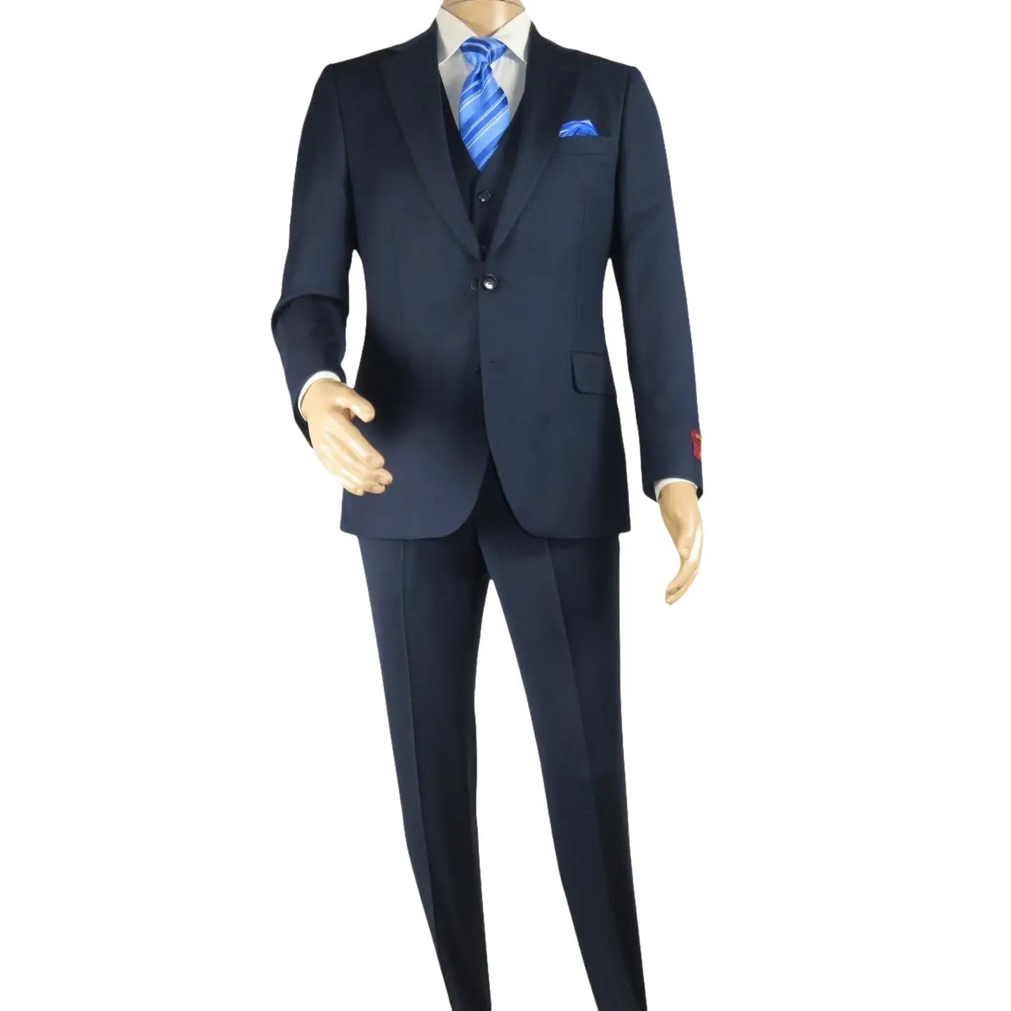 Men Suit BERLUSCONI Turkey 100% Italian Wool Super 180's 3pc Vested #Ber16 Navy