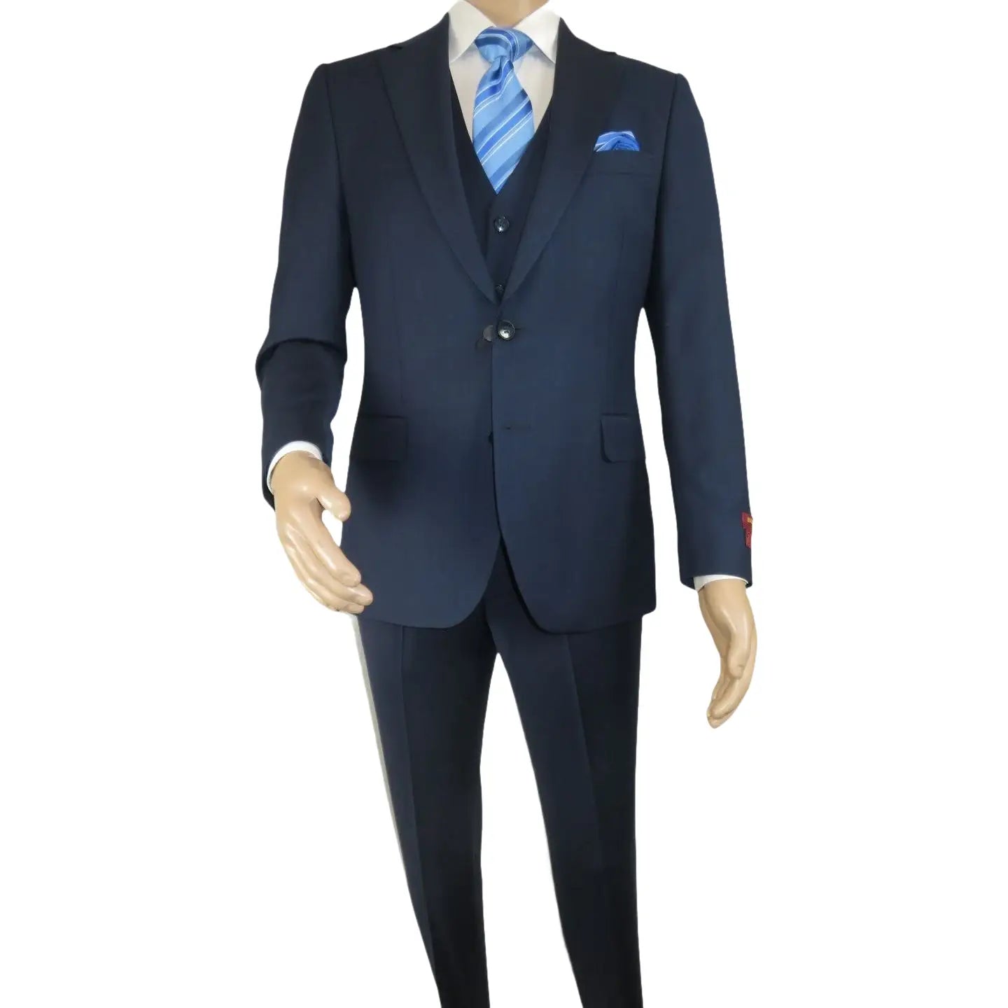 Men Suit BERLUSCONI Turkey 100% Italian Wool Super 180's 3pc Vested #Ber16 Navy