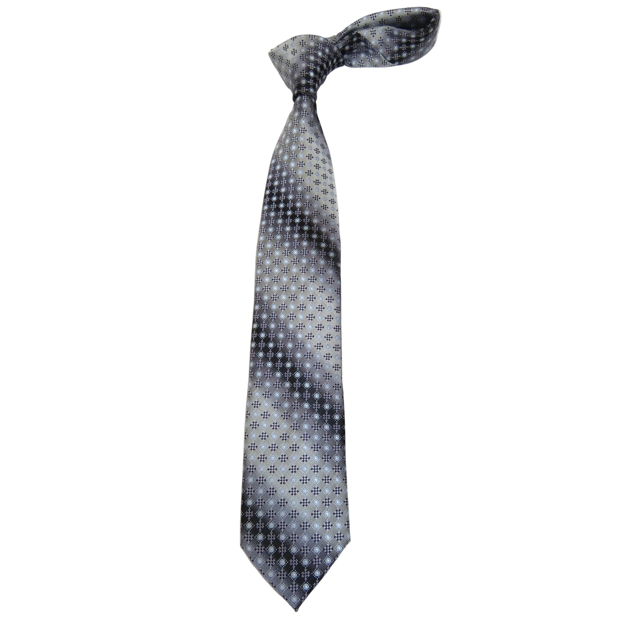 Men's Bergamo New York Tie Satin Silky Feel #Berg-2 Gray Two Tone Circles