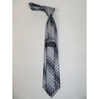 Men's Bergamo New York Tie Satin Silky Feel #Berg-2 Gray Two Tone Circles